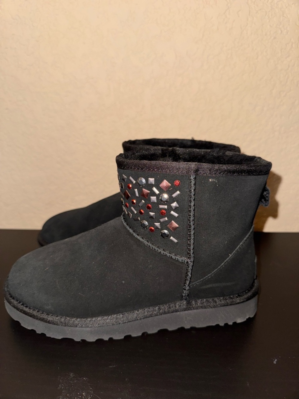 UGG Black Studded Short Winter Boot